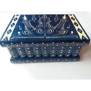 Large Powerful Jewelry Box Magic Puzzle Box Blue Wooden Trinket Box Hidden Key Treasure Chest 105275086 - Jewelry Box