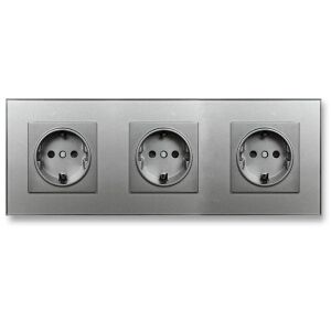 iUni WS3 Triple Socket with Tempered Glass Frame, 16A, Silver 141471973 - Socket & Outlet