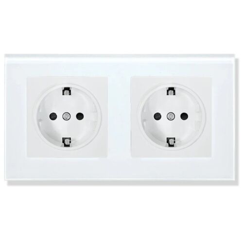 Gniazdo podwójne iUni WS2 z ramką ze szkła hartowanego, 16A 141493248
