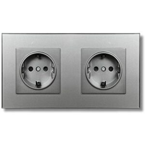 iUni Dupla Aljzat strieborná dvojitá zásuvka z tvrdeného skla - IUni