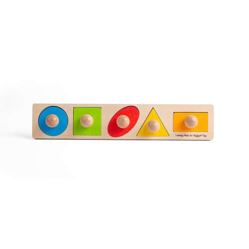Fa formaválogató puzzle 5 darabbal, köztük kör, négyzet, ovális, háromszög és téglalap, kisgyermekeknek - Formaválogató játék