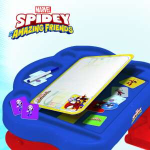 Marvel Spidey and His Amazing Friends Super Desk Edugames activity table with whiteboard, marker, and game pieces - Developmental Toy for Baby