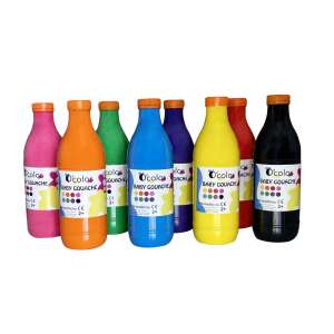 Set mit 8 x 1000 ml. Waschbare Malgouache, geeignet für Kleinkinder ab 2 Jahren