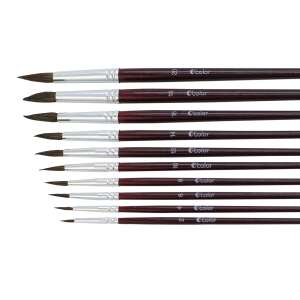 10 piece round paint brush set, pony hair, sizes 2-20, C'olor brand - Paintbrush