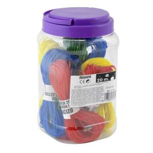 Miniland 20 meter colorful cords in a plastic container, 8 pieces, 2 of each color: yellow, green, red, blue - Miniland Creative Toy