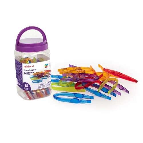 Set de 15 pensete translucente pentru dezvoltarea abilităților motorii fine, de la Miniland