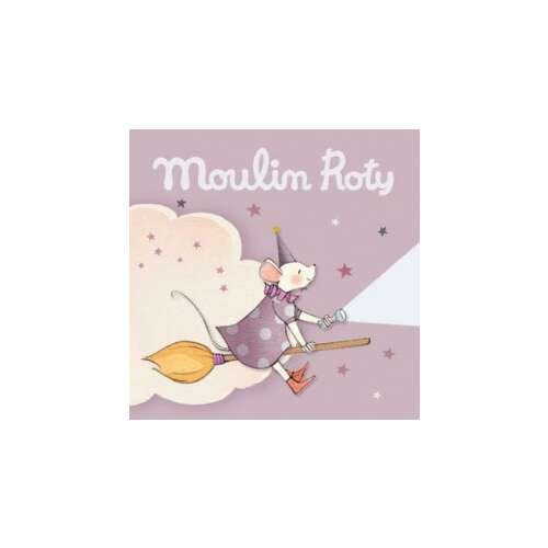 Moulin Roty Story Discs, Mint a mesékben,  илюстрация на мишка на метла
