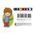 Illustration of a boy pointing at a piano keyboard with colored notes
