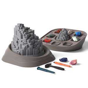 TopBright Toys "Giants Causeway" Gemstone Excavation STEM Kit, showing the complete set with tools, gems, and the excavation block - Science & Discovery Toy