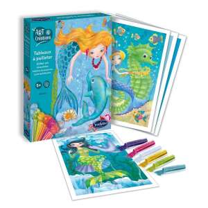 Art & Creations Glitter Art Mermaid, 4 glitter pictures to create, for kids 5 years and up - Sentosphere