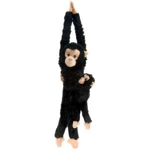 Wild Republic Hanging Chimpanzee Plush Toy with Baby, black fur, soft and cuddly, perfect for kids - Nonbrand Plush Toy