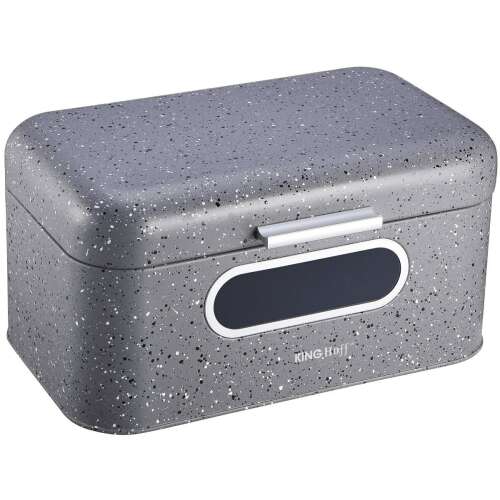 Pudełko na chleb Kinghoff Kh-1080, Szare, Metalowe, z Okienkiem