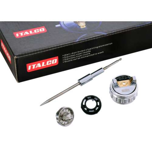 Italco H-951 mini spray gun nozzle set, 1.2 mm HVLP, includes needle, nozzle, and nut