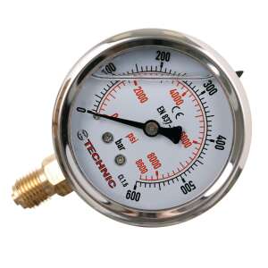 Glycerin pressure gauge 0-600 bar bottom 1/4 inch clock - Pressure gauge