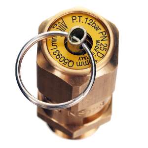 Brass safety valve for compressor, 3/8 inch, 12 bar, made in Italy - Compressor Accessory