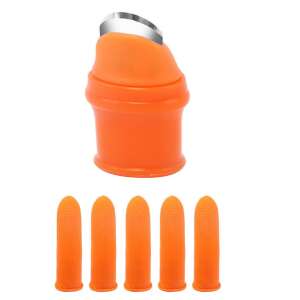 Original Deals gyűszű pengével, 5 ujjvédővel, narancssárga, gyümölcsök és zöldségek szedéséhez - Kerti olló és kés