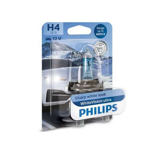 Philips WhiteVision ultra H4 Auto-Scheinwerferlampe Verpackung, 12V, 55W, weißes Licht