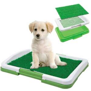 Kutyák és kölykök számára készült műfűs alomdoboz, 3 rétegű rendszer a higiénia érdekében, könnyen tisztítható, ideális kölyökkutyák és kutyák képzéséhez - Kutyapelenka & WC