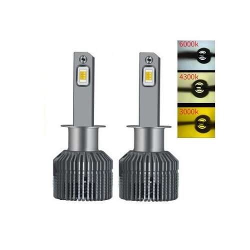 Sada 2 LED žiaroviek H3, Canbus, 3000K/4300K/6000K, 50W, 11 000 Lm, 12V