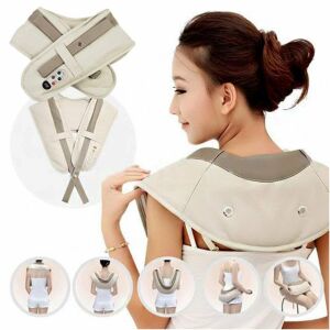 Inflatable electric neck and shoulder massager pillow with usage examples - Neck massager