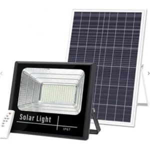 JORTAN 50W Dimmable LED Solar Flood Light Kit with Remote and Solar Panel - Garden