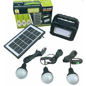 GDPlus GD-8080 Zestaw oświetlenia słonecznego z panelem słonecznym, żarówkami LED i elektrownią - Latarnia słoneczna