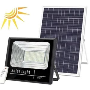 Solarny reflektor LED 100W z pilotem i panelem słonecznym - Latarnia słoneczna