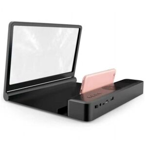 Black Smartphone Screen Amplifier with Bluetooth Speaker and Phone Stand - Andowl