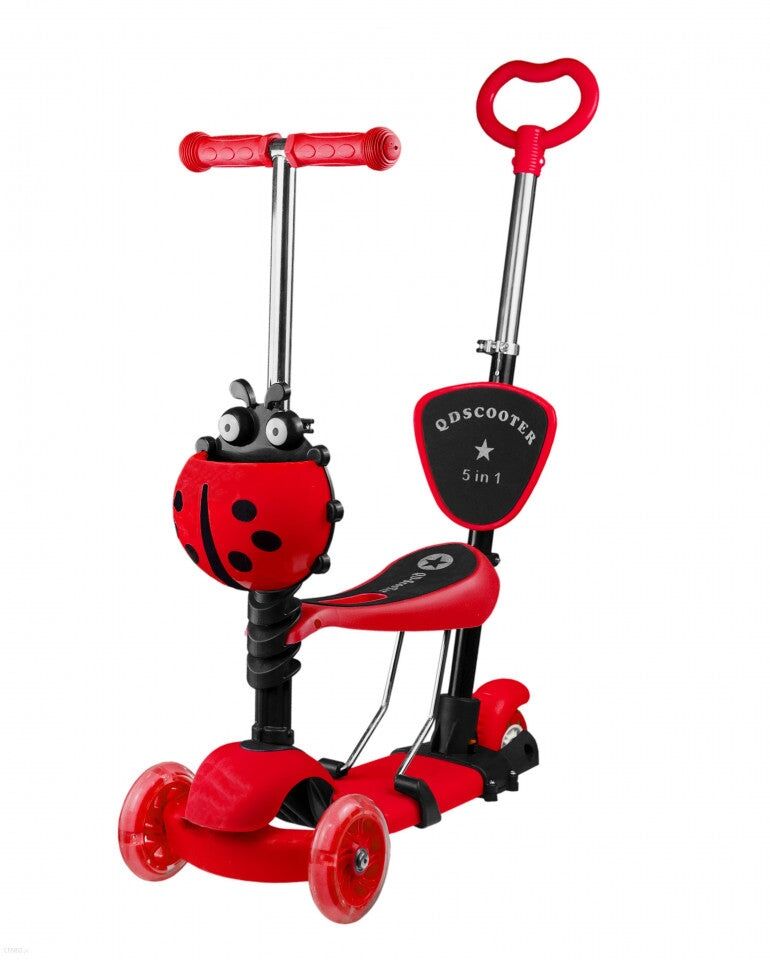 Scooter 5-in-1 with Child Seat, Parental Handle, Red