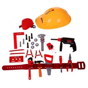 PlayTool 20 darabos játék szerszámkészlet sisakkal, fúróval, kalapáccsal, fűrésszel és tartozékokkal. - Orion