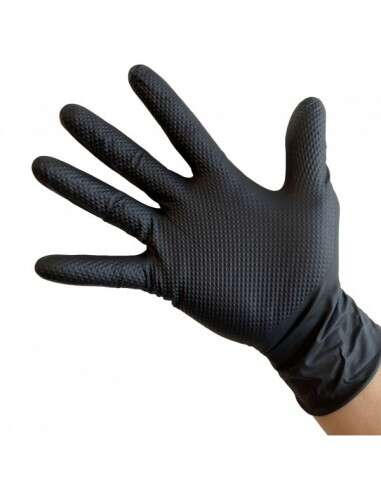 Set Manusi Nitril negre, texturate  GOGRIP , set 50buc M