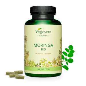 Vegavero Organic Moringa Bio 180 Tablets, Moringa Oleifera supplement for health and well-being - Dietary supplement