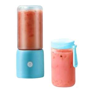 Blender electric Kerisson Easy Mix Mini, blender portabil cu două pahare, unul cu capac și mâner, iar celălalt cu un buton de alimentare - Kerisson