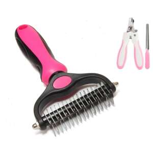 Set de îngrijire pentru animale de companie OnePet mărime L, perie roz de descurcare cu 9 dinți - Perie pentru animale, mașină de tuns, foarfece, mașină de tăiat gheare