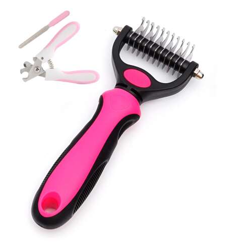 OnePet Pet Grooming Kit S size, 6 pieces, consisting of a de-matting comb, clipper, and file, for hair cleaning and nail trimming in dogs, cats, rabbits, hamsters, Red