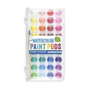 Ooly Lil Watercolor Paint Pods, 36 culori de acuarelă lavabile într-o cutie de plastic cu o pensulă - Ooly