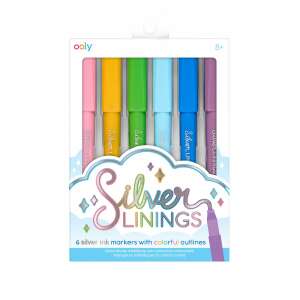 Ooly Silver Linings 6 pack of silver ink markers with colorful outlines - Marker