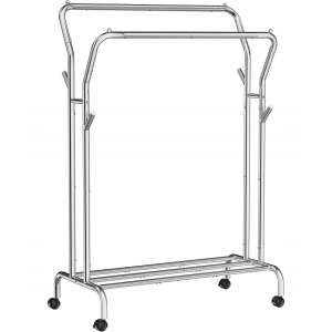 Suport mobil cu roti pentru haine, Artool, cu raft incaltaminte, otel, argintiu, max 100 kg, 103.5x52.5x155 cm 105292393
