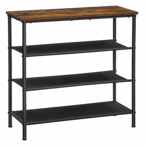 Artool 4-shelf shoe storage rack, rustic brown and black. - Shoe Storage