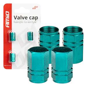 4 darabos zöld alumínium szelepsapka készlet, hatszögletű kialakítás, autókhoz, motorkerékpárokhoz és kerékpárokhoz - Autó szelepsapka