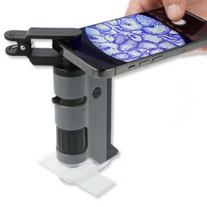 Microscop portabil LED și UV cu adaptor pentru smartphone MicroFlip, mărire 100-250x - Articole foto, video și optică