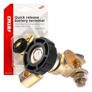 Amio Rýchlospojný terminál batérie, 300A, pozlátený, čierny gombík, pre auto, loď, karavan, odpojovací spínač batérie - AMiO