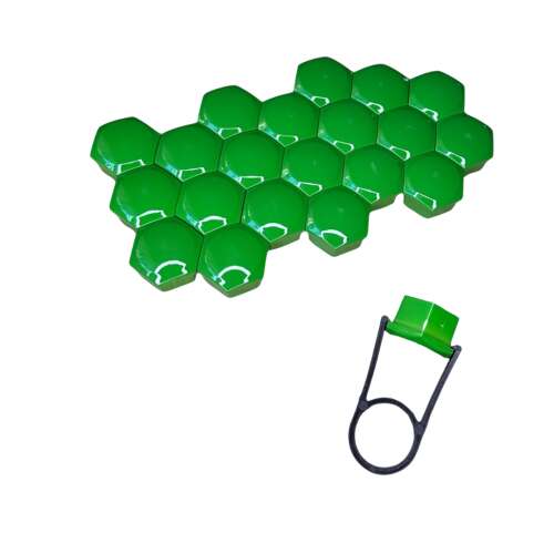 21-piece Set of Valve Caps for Screws, Multi-Brand, 19 mm Long, Durable and Resistant Material, with Removal Key, Green, EALMEU
