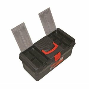 Praktikus 16-inch Tool Organizer Box with Handle and Transparent Lid Compartments - Toolbox and Bag