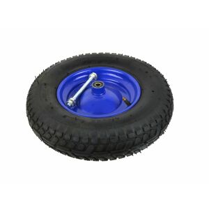 Gumikerék 400-8 / 6PR Schubkarrenrad mit blauer Felge und Achse - Ersatzteile für Schubkarren