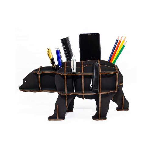 Puzzle 3D, Organizer biurowy Czarny Niedźwiedź, EWA, drewno, 26 elementów 105296160