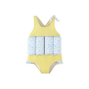 Yellow floral swimsuit with built-in floatation devices for toddlers, Arkhimédész brand - Kids' Swimwear