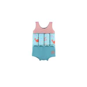 Arkhimédész floatation swimsuit for boys, blue with red and white stripes, sea animal print, size 4 - Kids' Swimwear