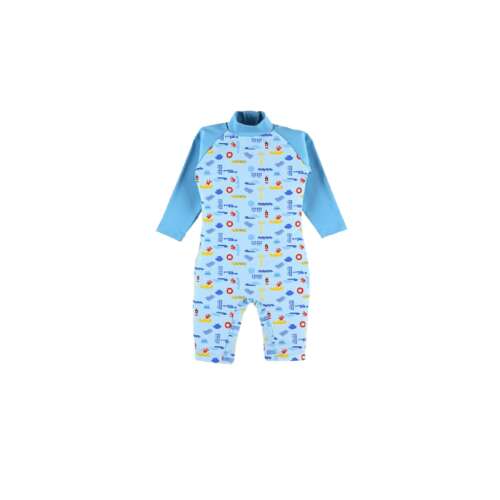 Arkhimédész POOL PARTY COMBI UV Badeanzug für Jungen, blau mit Sommerdruck, 3 Jahre