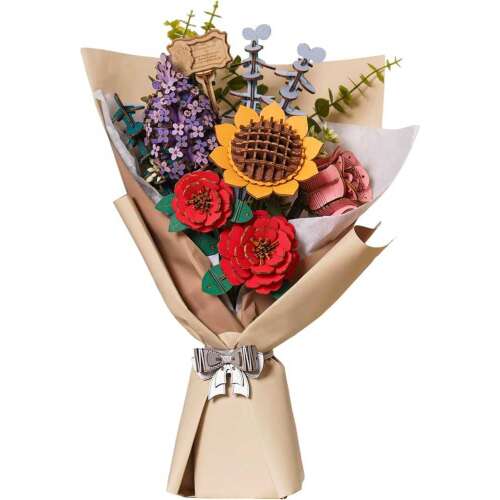 Puzzle 3D, Buchet de flori, Rowood, lemn, 581 piese